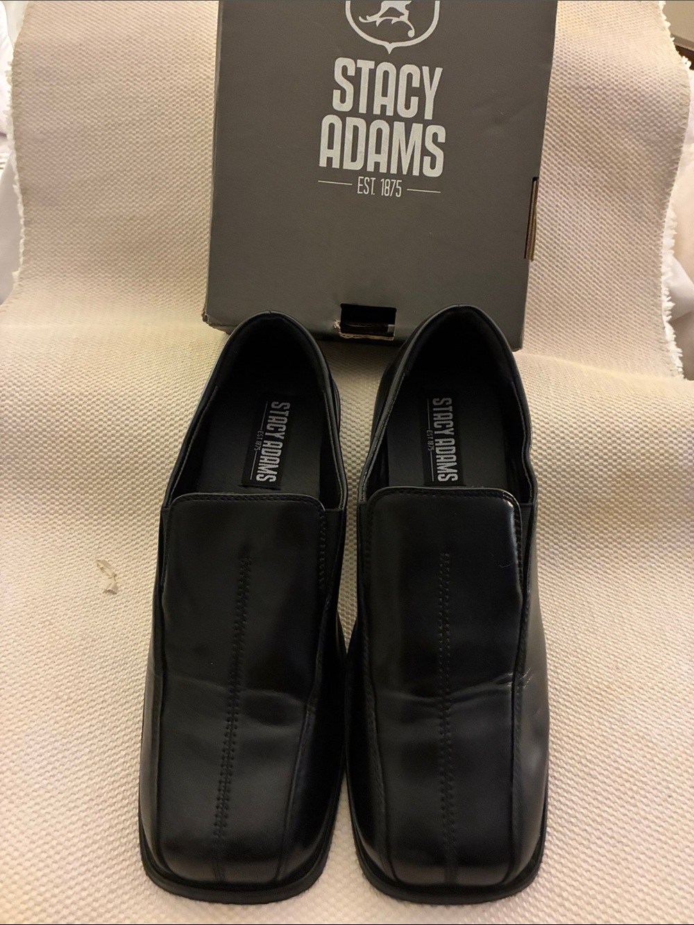 Stacy Adams Black Leather Slip-On Loafers